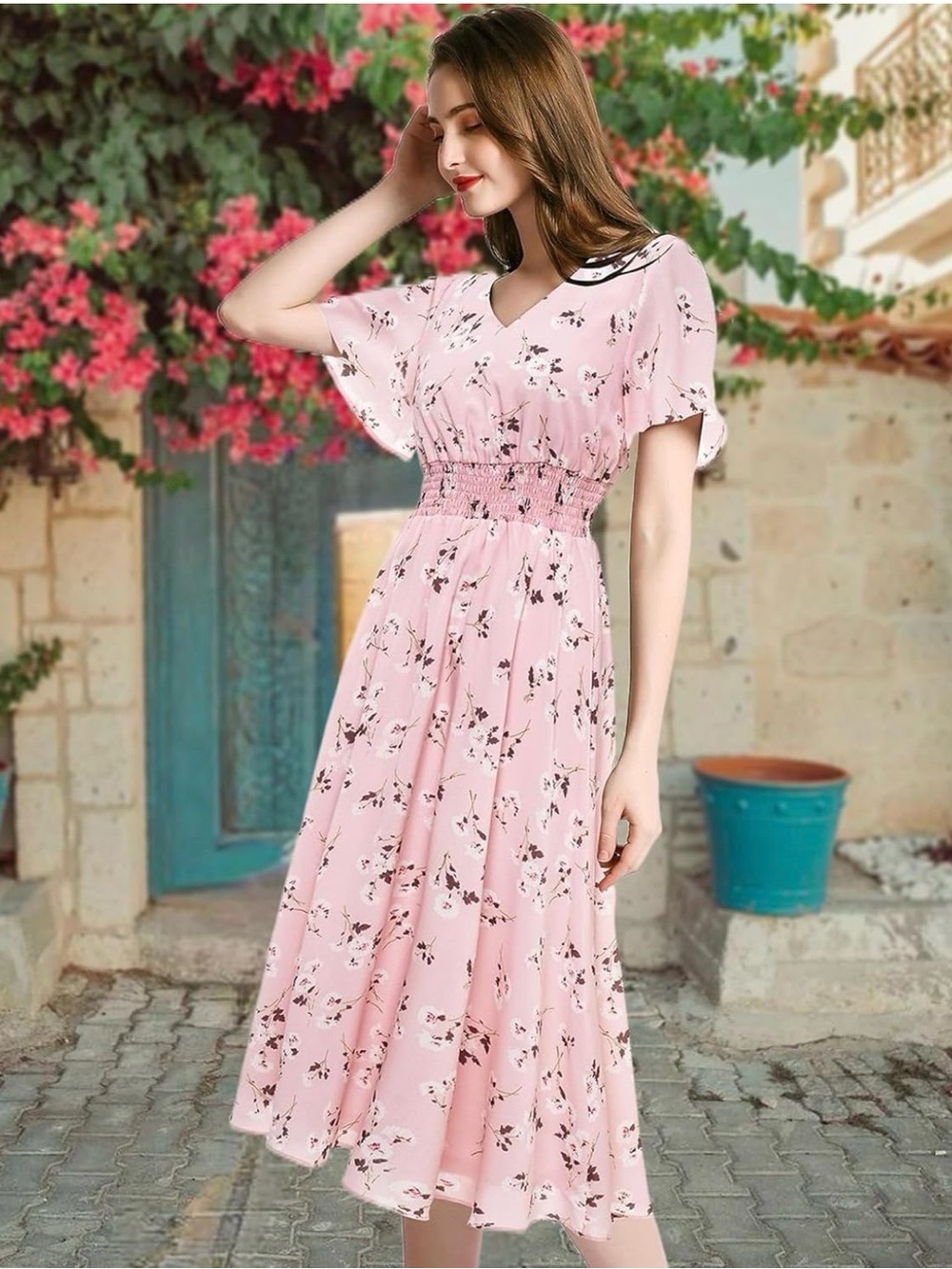 NEW! Chiffon Floral Dresses Summer Midi (medium)
